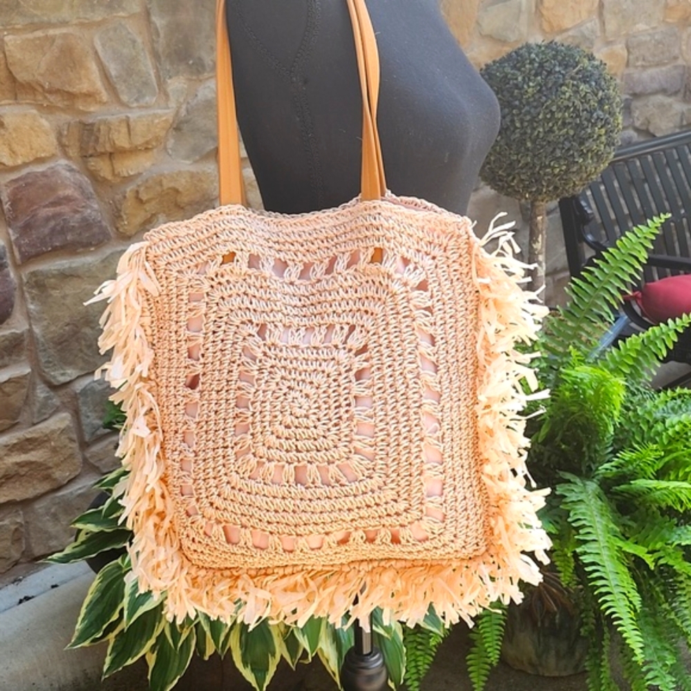 SHIRALEAH X ANI EVRY CROCHET STRAW SHOULDER BAG